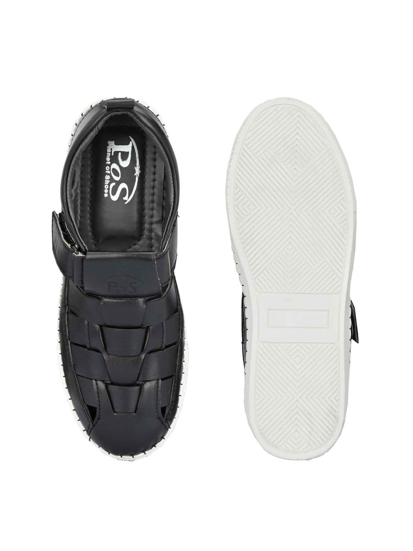 Mens Casual PU Leather Black Sandal