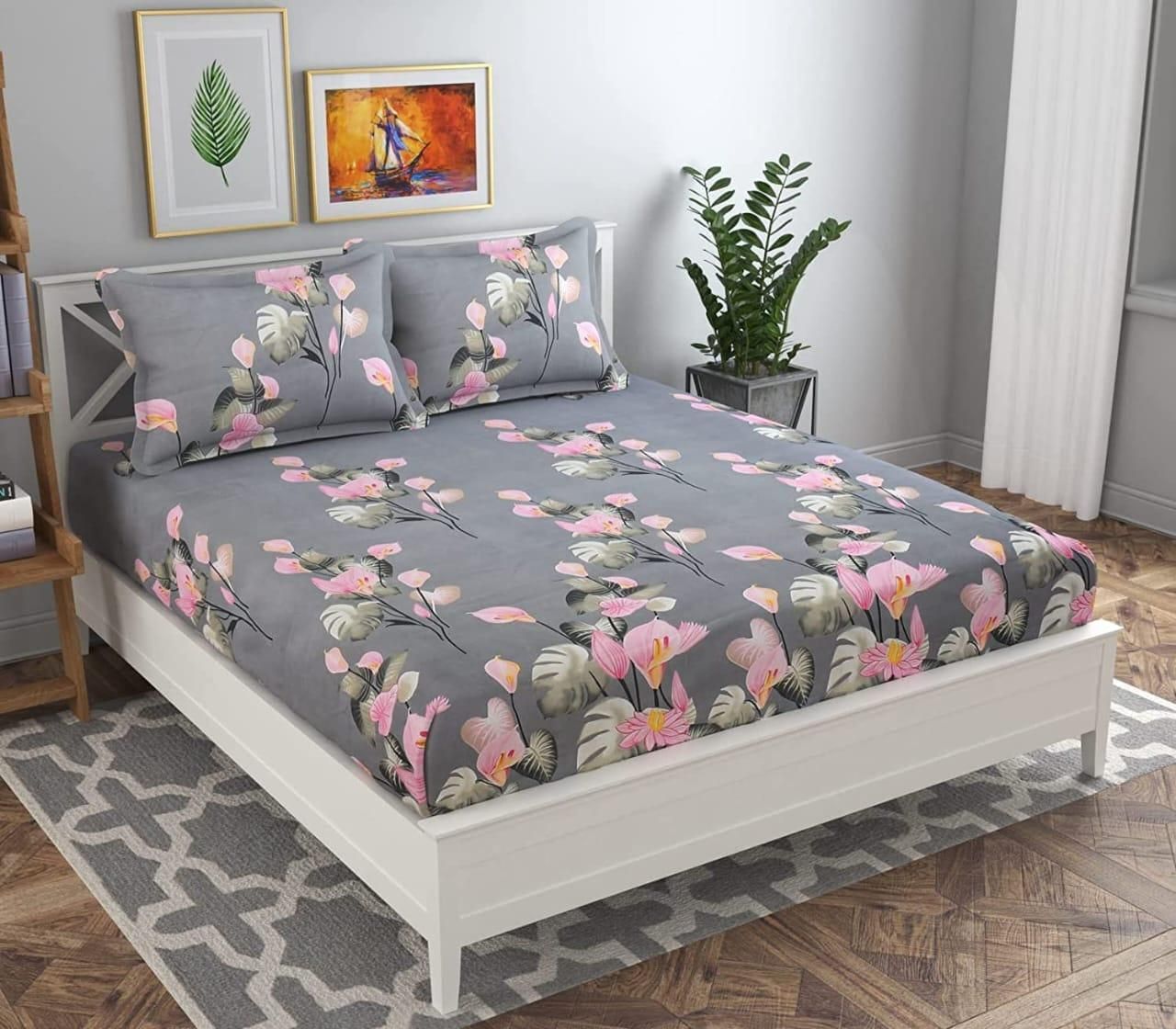 Round Elastic Fitted Double Bed Bedsheet